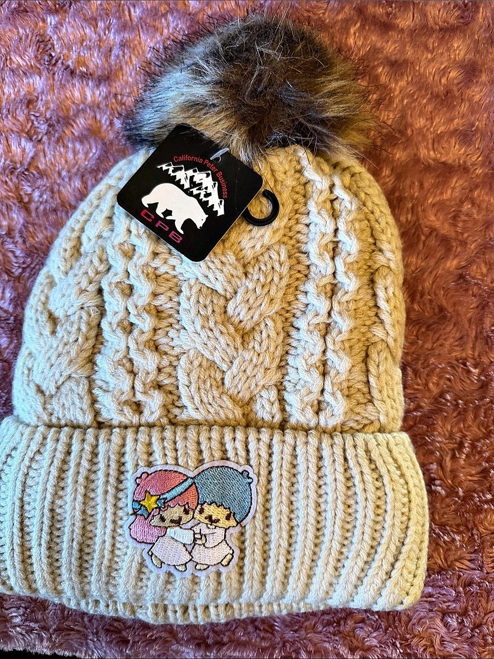 Little twin stars Knit Pom Hat Cream nwt